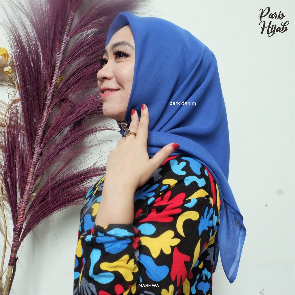 PARIS HIJAB/JILBAB POLOS MURAH / BLUE / BIRU / DARK DENIM