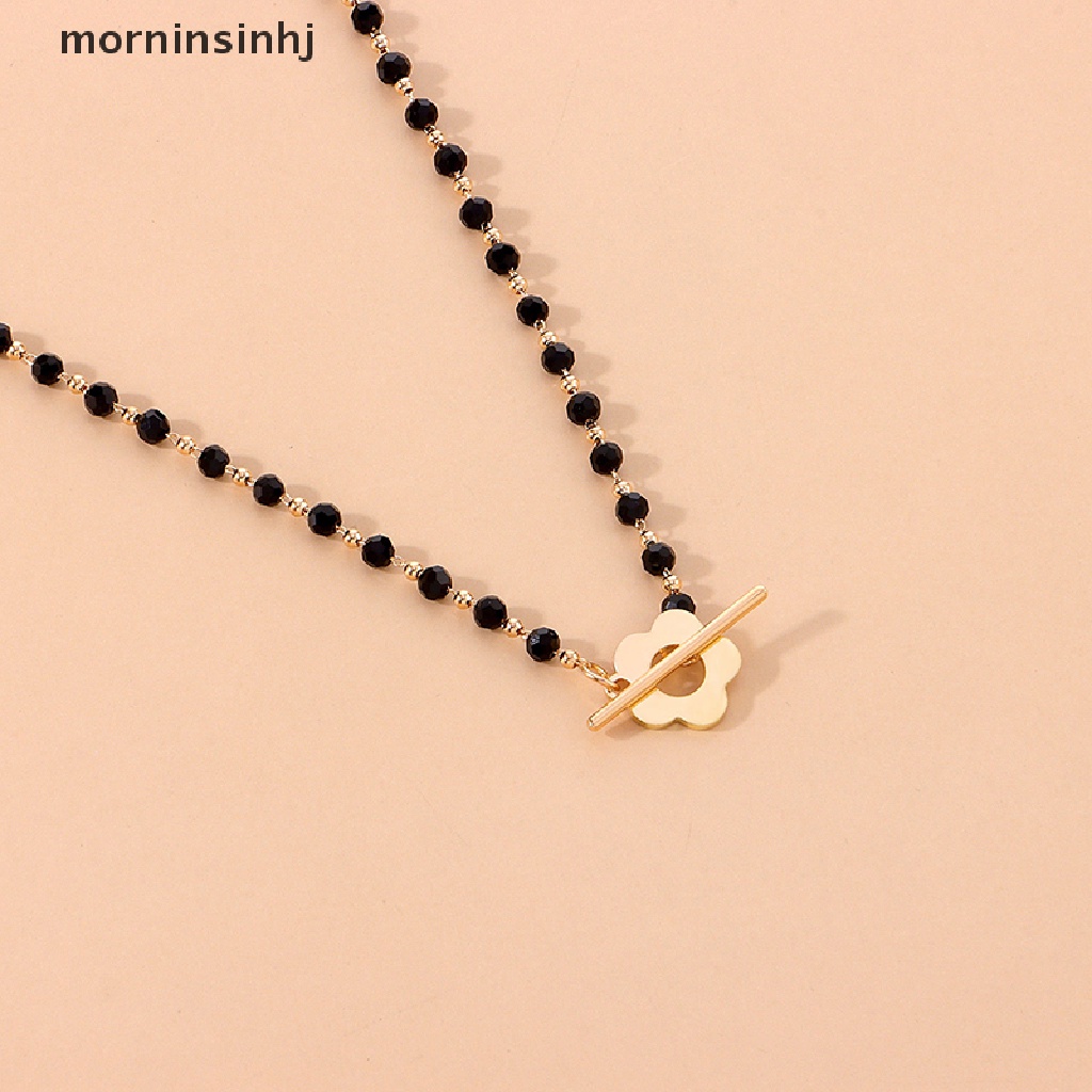 Mornin Kalung Choker Rantai Manik Kristal Hitam Mewah Untuk Wanita