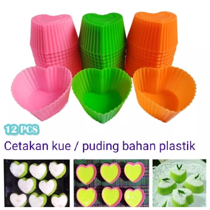 Cetakan Kue Bahan Plastik / Cetakan Agar agar / Cetakan Puding Hati Bahan Plastik isi 12pcs