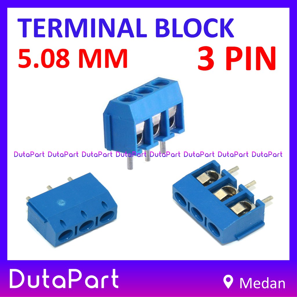 Terminal Block 3 Pin Connector Skrup Screw Pitch 5.08mm 5mm 3P Blok