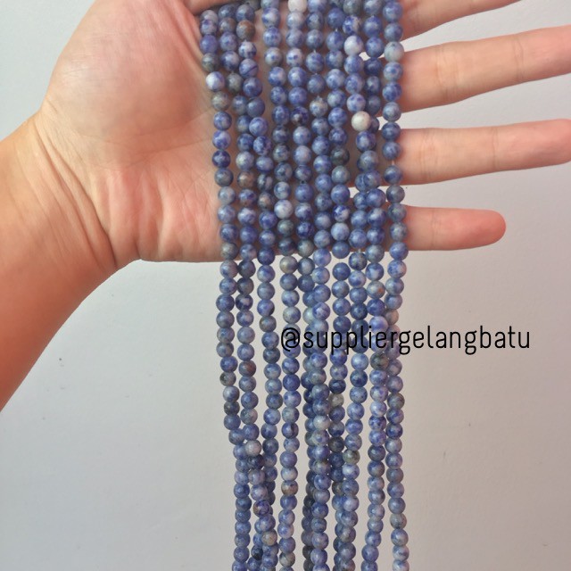 bahan craft batu gelang kalung sodalite renceng akik alam asli natural 8mm blue ruby biru healing