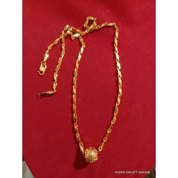 kalung padi balok Boba 45cm dan 50cm lapis emas 24k