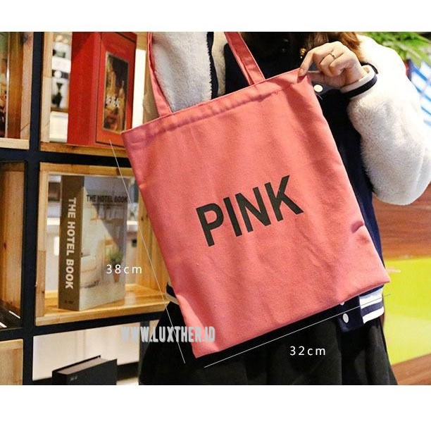 LUXTHER - TAS KULIAH FASHION TOTE BAG BAHAN 300D WANITA TAS SHOPPING TAS KANVAS OOTD