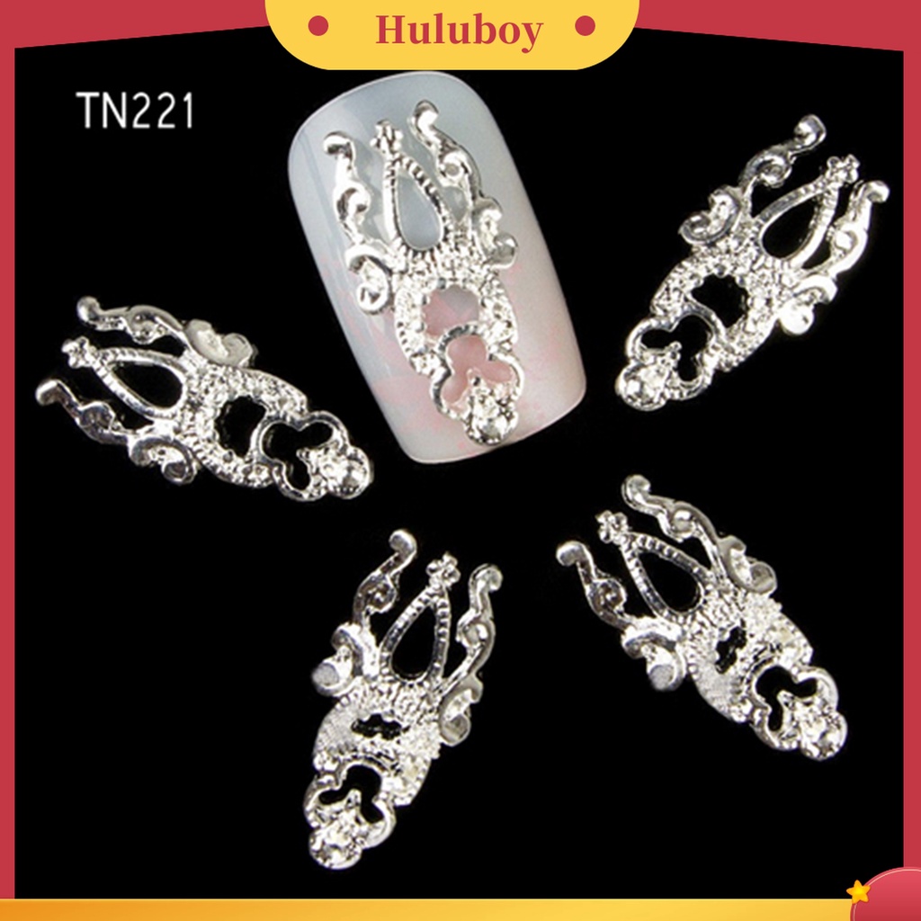 Huluboy Huluboy♡ 10pcs Stiker Kuku Hollow Out Bahan Alloy Untuk Nail Art DIY