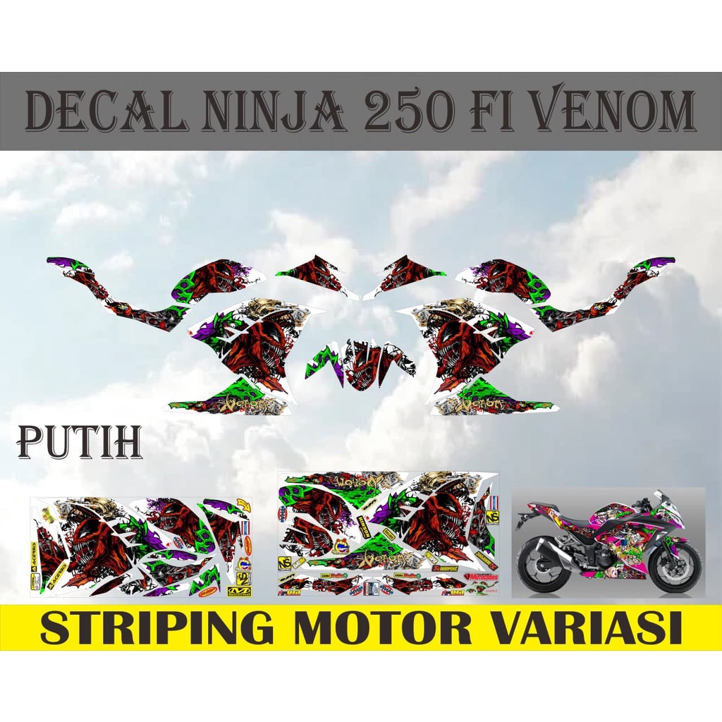 striping stiker decal motor ninja rr 250 fi venom