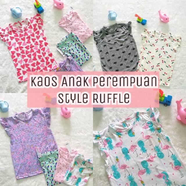 Kaos callysta Anak Perempuan Tee Ruffle Lengan Pendek 1 - 6 tahun