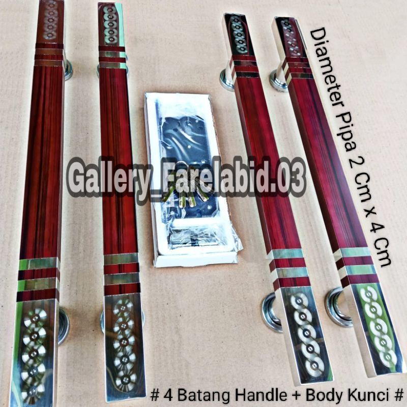 4 Pcs Handle Pintu Rumah Stainless Steel 1 Meter Set Kunci Gagang Tarikan Pintu Minimalis 100 Cm Pegangan Pintu Kupu Tarung