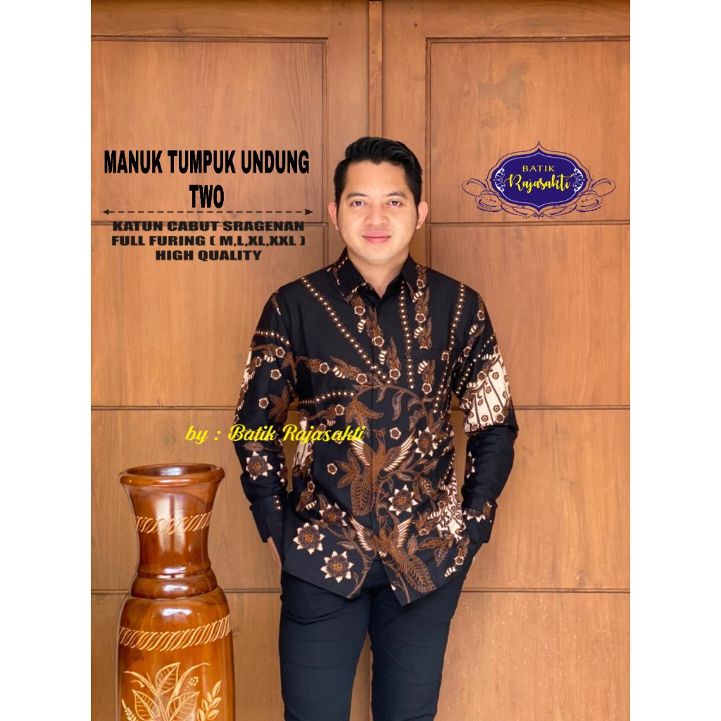 MANUK TUMPUK UDANG RAJASAKTI KEMEJA BATIK SOLO PRIA LENGAN PANJANG LAPIS FURING ATASAN BATIK PREMIUM MODERN KATUN HALUS BAHUWIRYA  BANAMITRA BANAMITRA PUTIH BANGSAWAN BAYU PUTRA BERLIAN BIRU BHARATAYUDA BIMASENA BIRENDRA BIRU INDAH BRAHMAKERTA BRAHMAKERTA