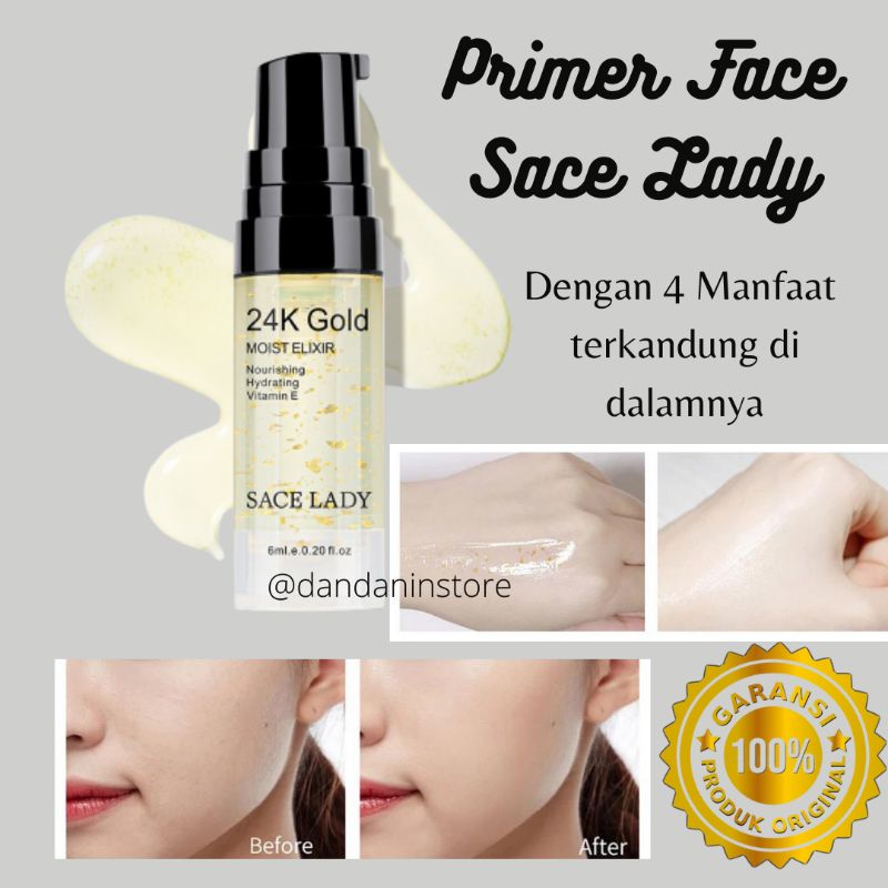 Sace Lady All Matte Pore Invicible Face Primer With Gold 24k Base Make up 6 ml Kosmetik Wajah Wanita Original primer Maybeline