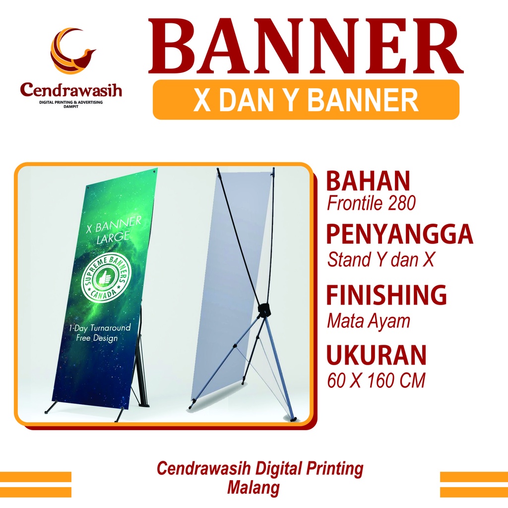 

Paket Banner/Paket X Banner/Paket Y Banner/Banner + Stand/Banner + Penyangga (Cendrawasih Printing )