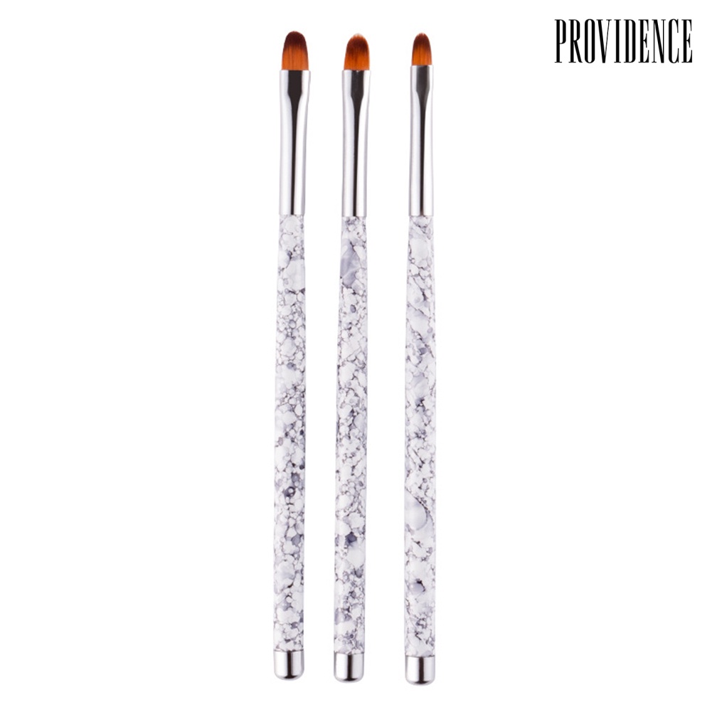 Providence 3Pcs Marble Round Top Cleaning Nail Art Brush Acrylic UV Gel Flower Painting Pen