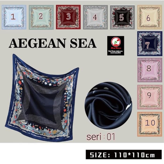 Jilbab Segi Empat Satin Velvet Motif Polkadot Bunga - seri : AEGEAN 01