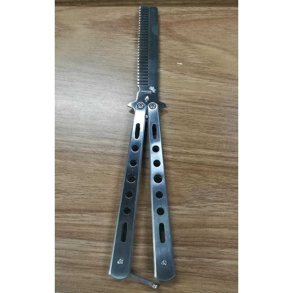 Sisir Besi Stainless Saku Lipat Rambut Keriting Rontok Salon Anak Pria Wanita Butterfly Balisong Ori