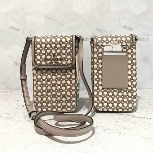 Kate Spade KS NS Flap Phone Crossbody Spade Link  White Multi