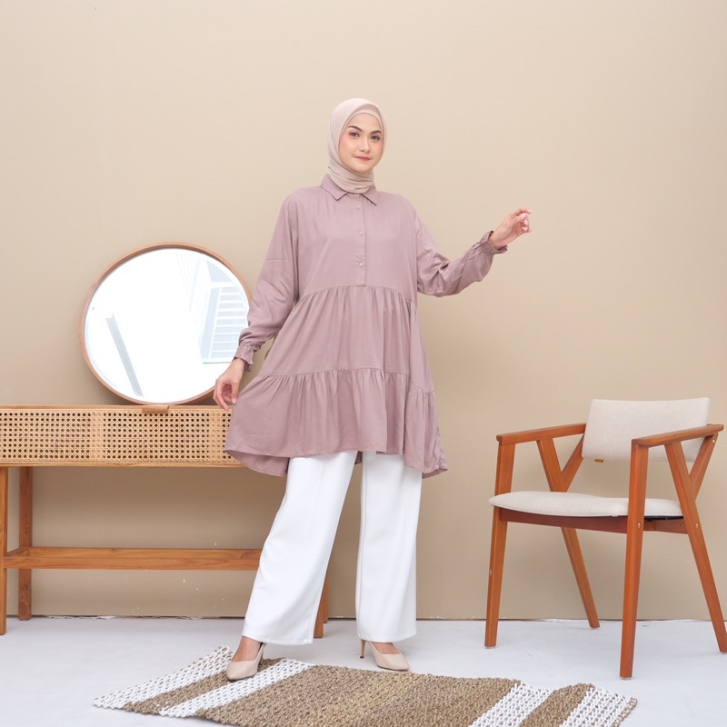 Anski Fela Tunic | Tunik Wanita | Tunik Wanita Motif | Tunik Wanita Bunga- Bunga | Tunik Wanita Polo