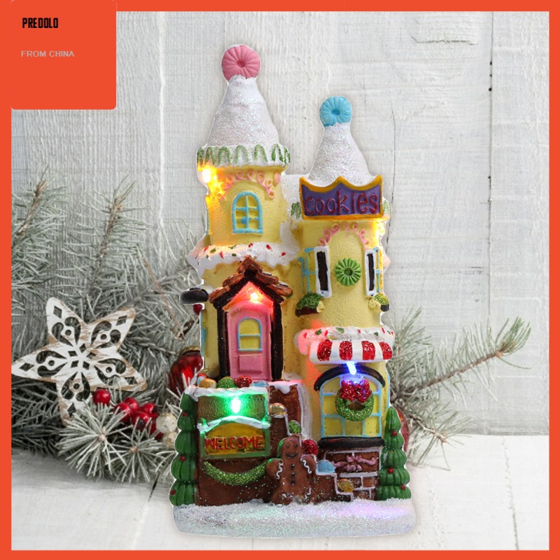 [In Stock] Resin Christmas Snow House Artificial Tree Xmas Village for Home Decoration A