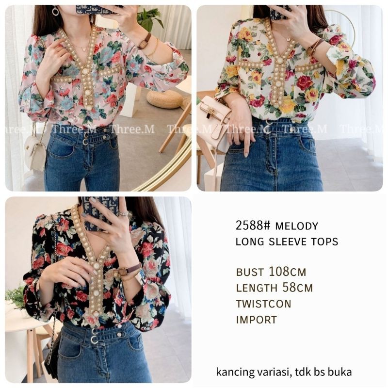 MDLV ~ BM 2588 MELODY LONG SLEEVE TOP // ATASAN LENGAN PANJANG FLOWER // FASHION IMPORT WANITA