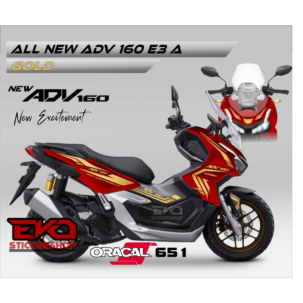 Sticker HONDA ADV 160 MERAH cutting stiker Gold Silver E3
