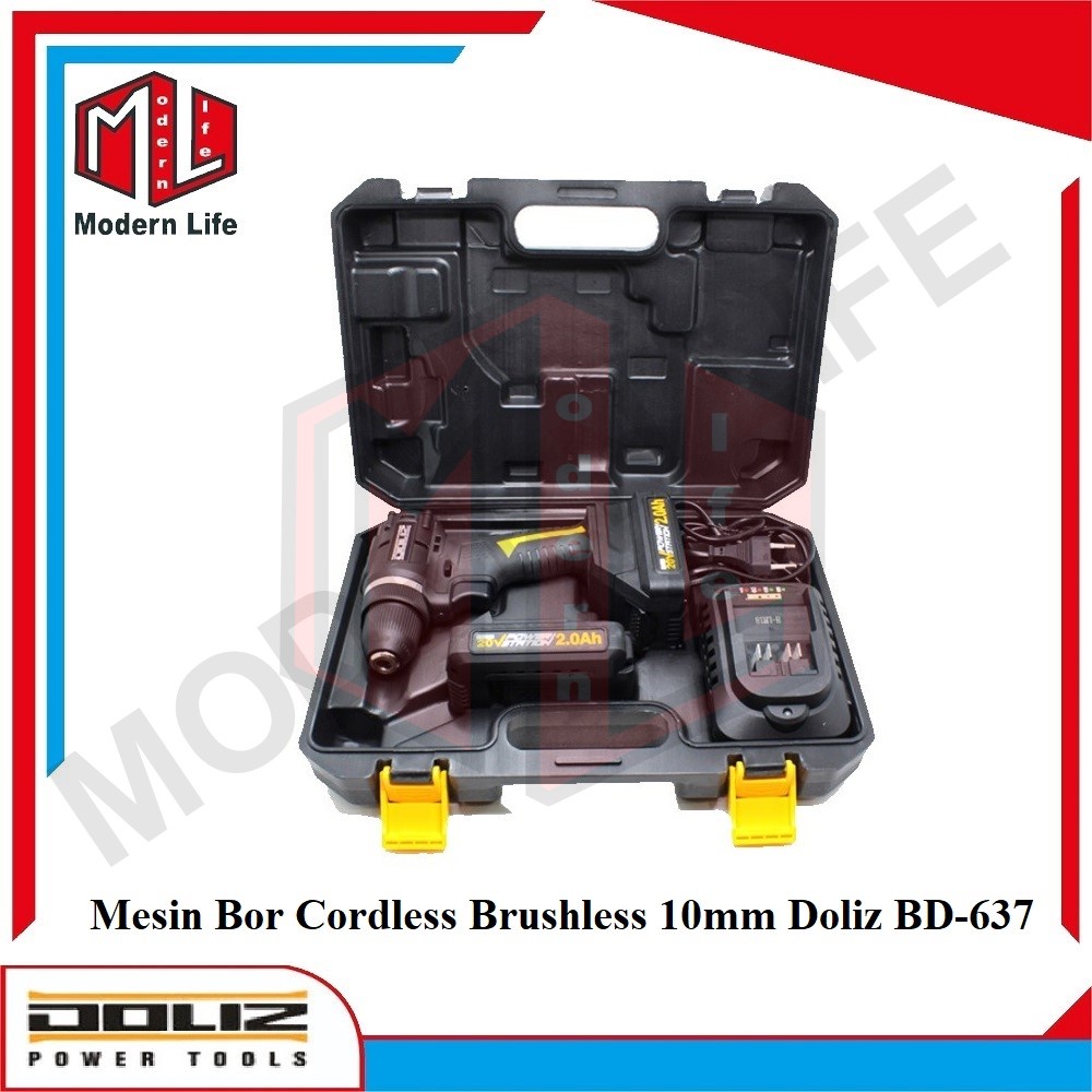 Doliz BD637 Mesin Bor Cordless Brushless 10mm / Cordless Drill 20V