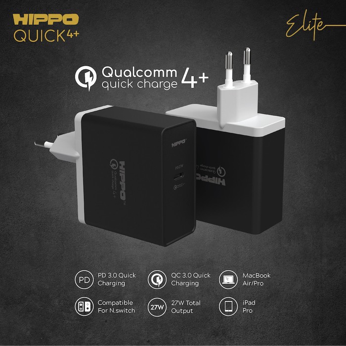 HIPPO ELITE QUICK4+ Adapter Charger 27W QUALCOMM 4.0 POWER DELIVERY