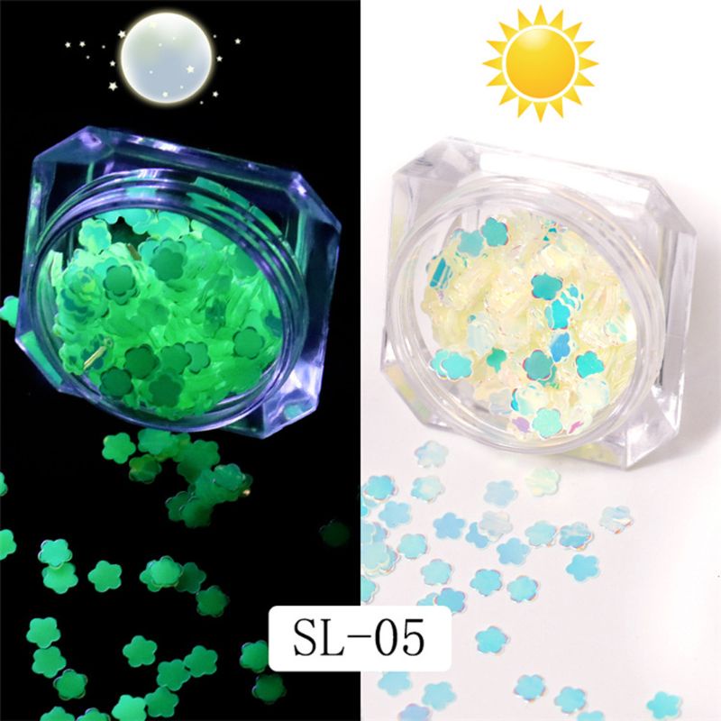 SIY  6 Bottle Luminous Sequins Glow In the Dark Glitters Fluorescent Sequins Resin Jewelry Findings Nail Art Craft Tools