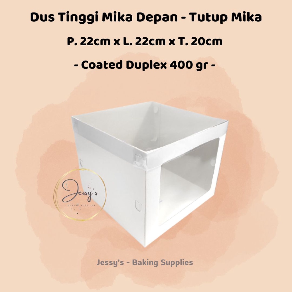 

Dus Box Kotak Kue Cake Tinggi Mika 22 x 22 x 20 Putih Polos