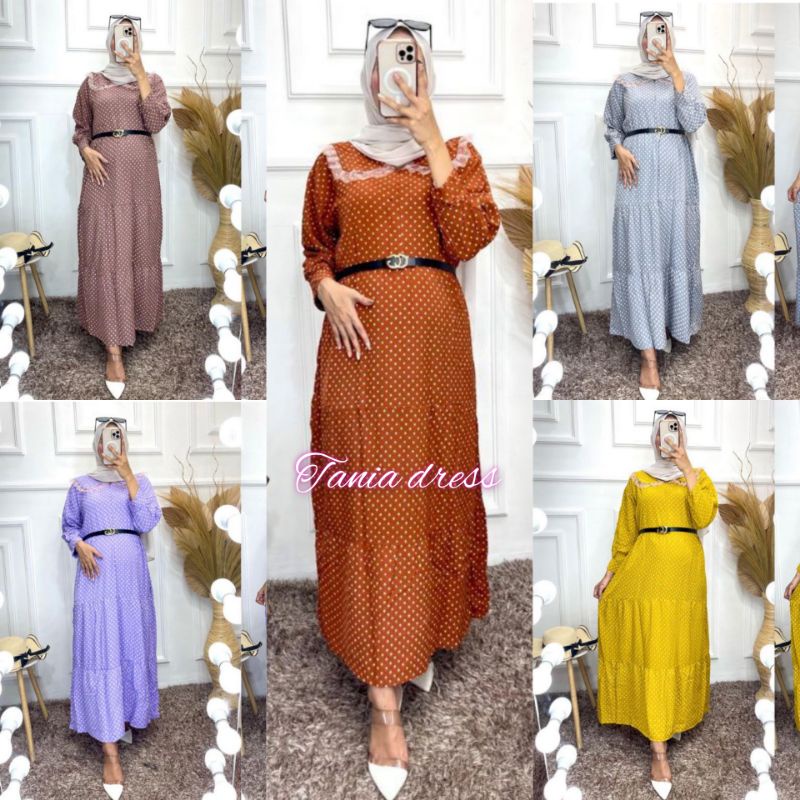 TANIA MAXI DRESS | RESLETING DEPAN BUSUI | RAYON TEBAL HALUS ADEM | FREE BELT