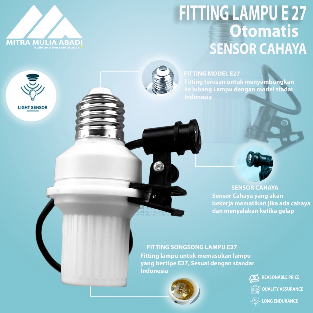 Fitting Lampu Otomatis sensor Cahaya model E27