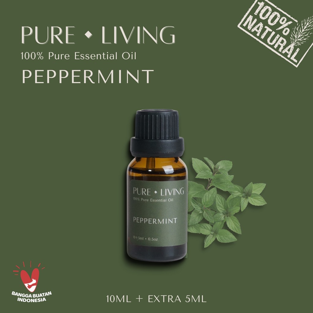 Peppermint - 100% Pure Essential Oil 15ml | Batuk &amp; Pilek - Cough &amp; Flu | Aromatherapy Oil 15ml | Pewangi Ruangan | Oil Aromaterapi Diffuser Oil Burner | Minyak Atsiri | Birthday Gift Ideas | Minyak Esensial | Room Fragrance Perfume | Pengharum Ruangan