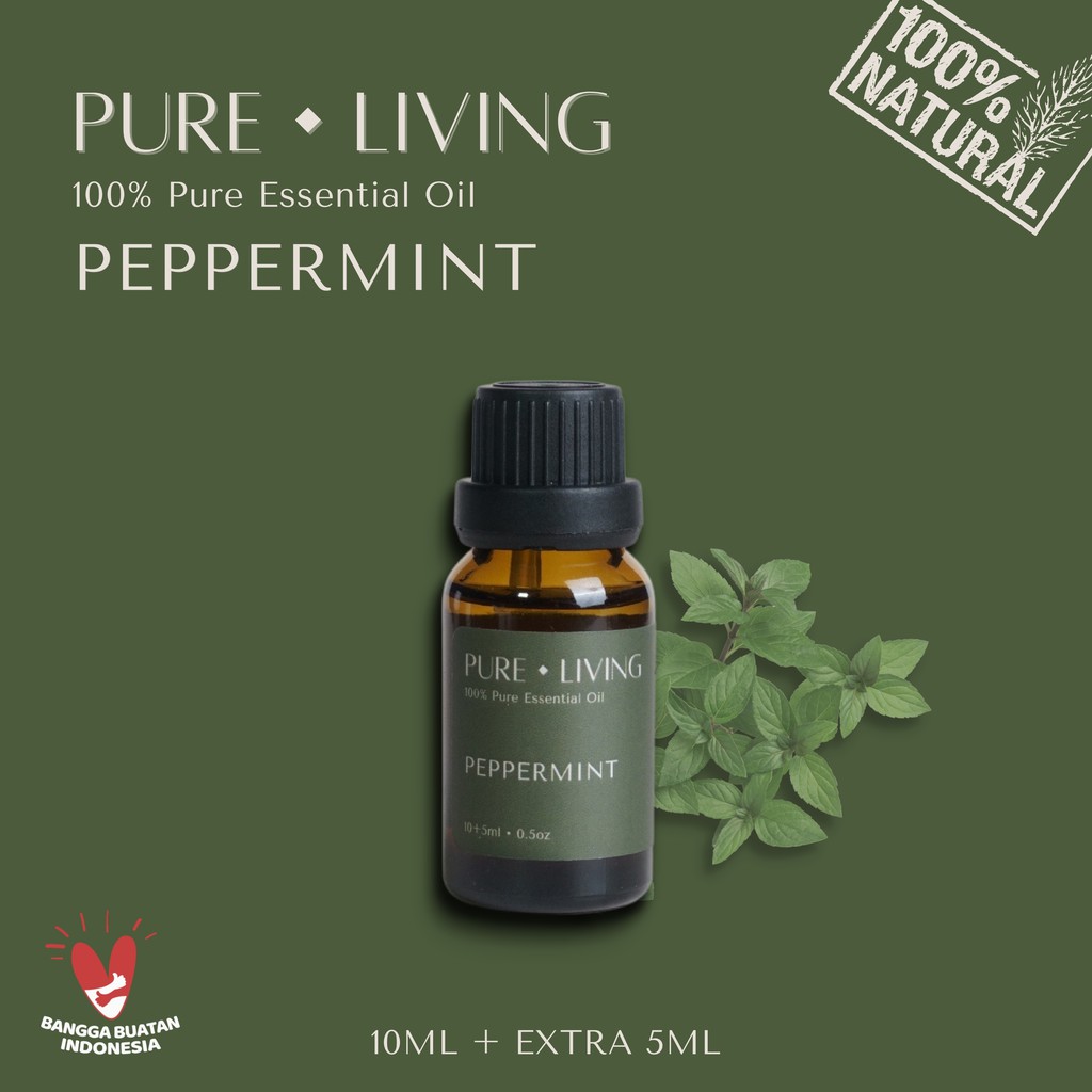 Peppermint - 100% Pure Essential Oil 15ml | Aromatherapy Oil 15ml | Pewangi Ruangan | Oil Aromaterapi Diffuser Oil Burner | Minyak Atsiri | Birthday Gift Ideas | Minyak Esensial | Room Fragrance Perfume | Pengharum Ruangan