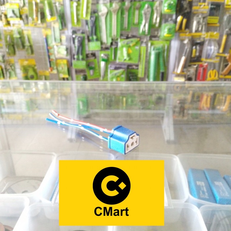 SOCKET LAMPU MOBIL H4 KERAMIK SOKET SET BOLA HALOGEN LED KABEL DC CMart