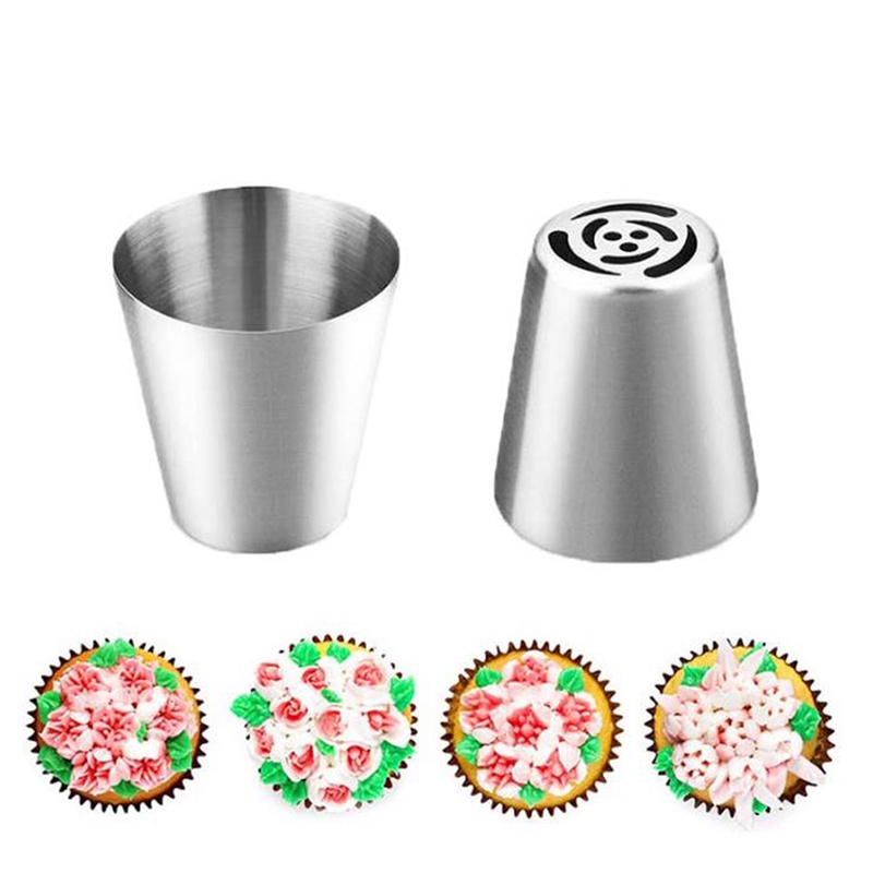 14pcs / Set Alat Nozzle Icing Piping Bentuk Tulip Rusia Bahan Stainless Steel Untuk Dekorasi Kue