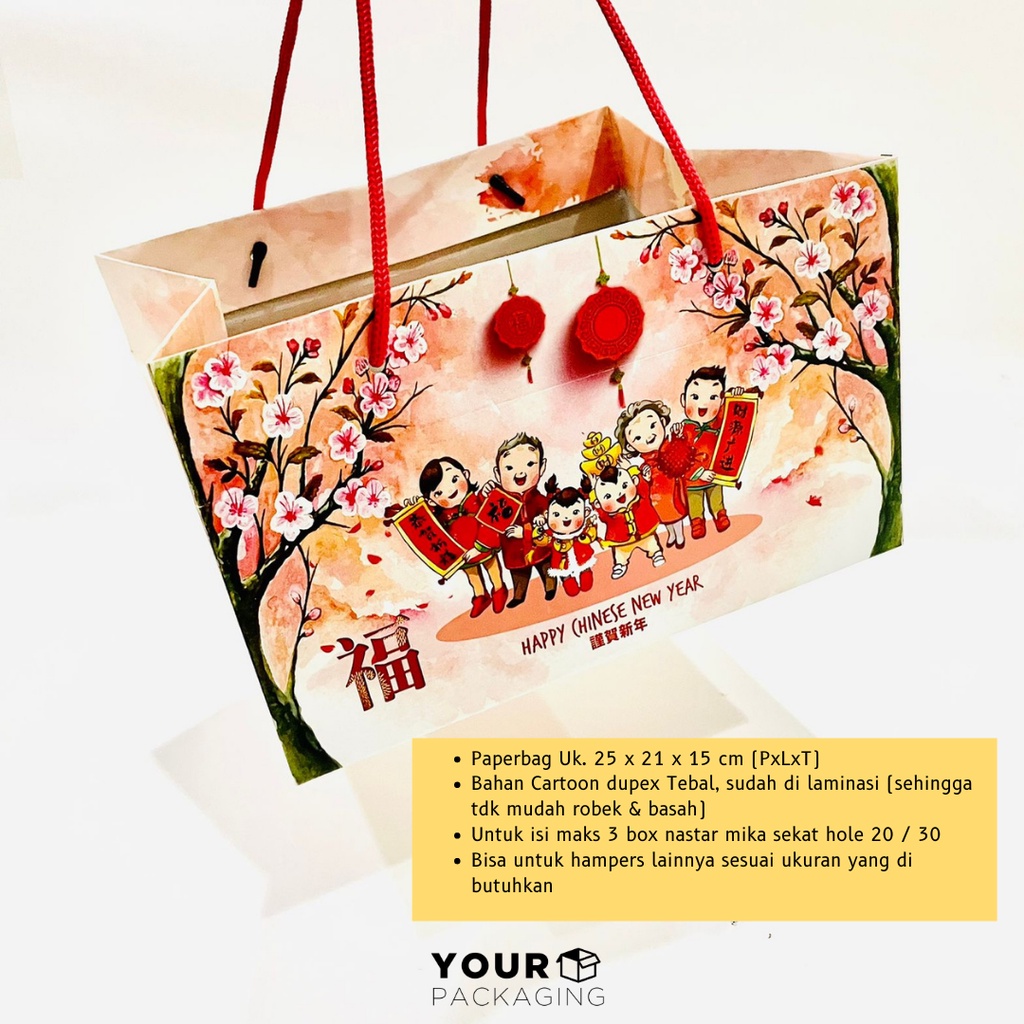 

PAPERBAG IMLEK // GOODIE BAG CHINESE NEW YEAR // PAPER BAG CNY 2022 // PACKAGING IMLEK 2022 ukuran 25x21x15