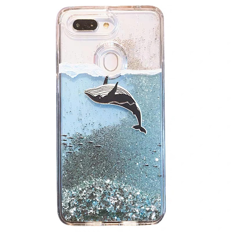 Oppo R9 R11 Plus R15 A59 A57 A83 F5 F7 A3S F9 K1 F11 Pro A12 Realme 5 C2 C3 Whale Glitter Liquid Bling Clear Soft Case-4