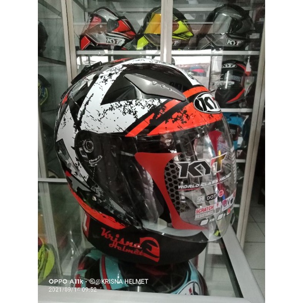 Helm Hall Face KYT GALAXY SLIDE#5 BLACK RED FLOU