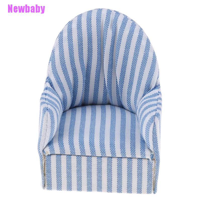 (Newbaby) Miniatur sofa / Tempat Tidur Motif Garis Skala 1: 12 Untuk Dekorasi Rumah Boneka