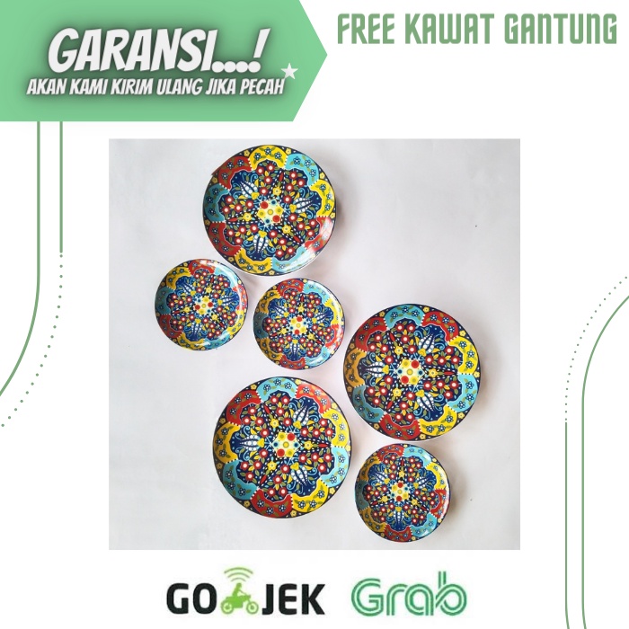 PIRING KERAMIK WALL DECOR HIASAN PAJANGAN DINDING MOTIF MAROKO MODERN WARNA BIRU