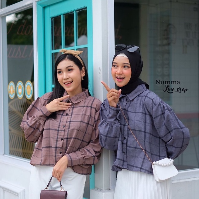 BLOUSE/KEMEJA  COD/Bayar ditempat/Gratis Ongkir  || Blouse TARTAN LENGAN BALON MIZU KOREAN STYLE | KEMEJA FLANEL WANITA NUMMA/KEMEJA CROP LENGAN PANJANG TARTAN/NUMMA CROP PLANEL KEMEJA KOTAK KOTAK