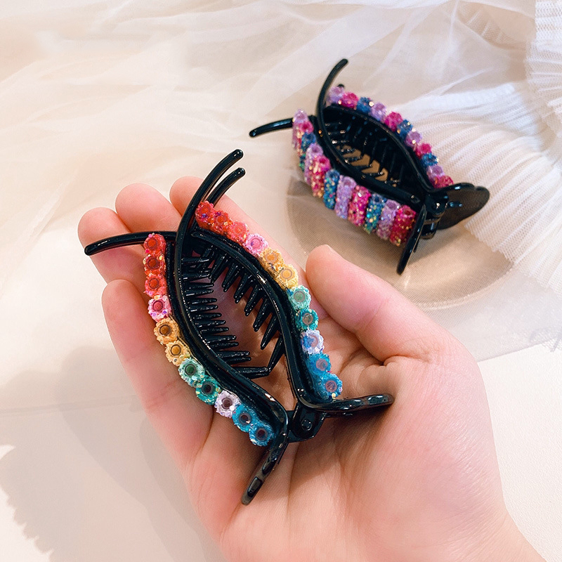 [ Women Sweet Rainbow Rhinestone Hair Claws ] [Ladies Korean INS Style Hair Clips] [Girls Elegant Shining Hair Grips]