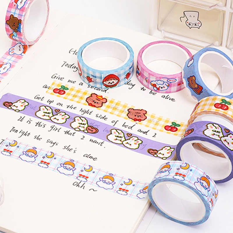 1 Pc Hewan Lucu Washi Tape Decor Masking Tape Jurnal Scrapbook Dekorasi DIY-Won