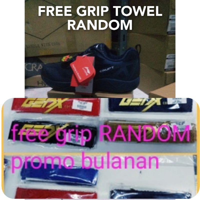 FREE GRIP TOWEL RANDOM TERBARU SEPATU BADMINTON LINING AYT087-3 ERUPT NAVY/WHITE