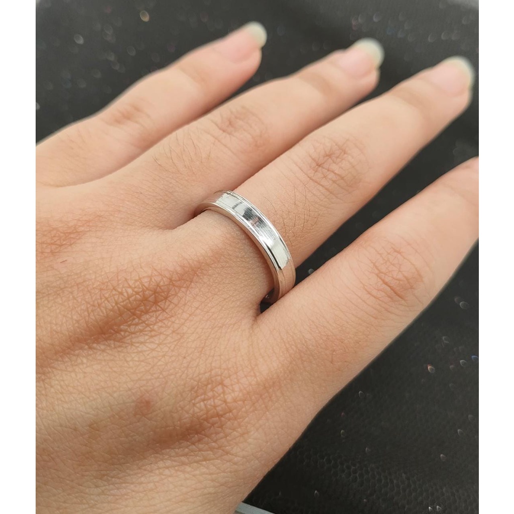 Cincin kawin emas putih 17K kadar 750 - model pipa polos 1 pasang berat 3 gram - 195