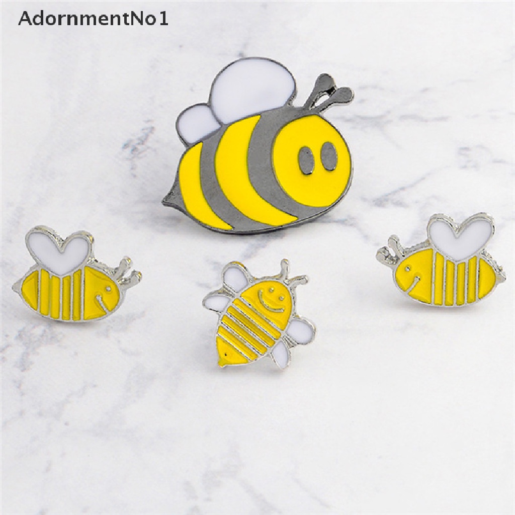 (AdornmentNo1) 4pcs / Set Bros Pin Enamel Bentuk Lebah Untuk Aksesoris Pakaian