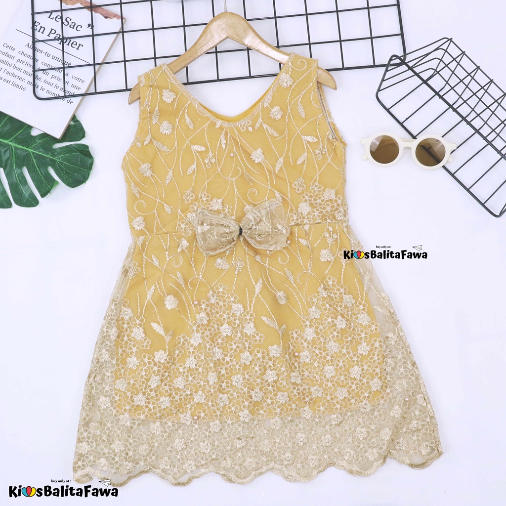 Dress Keira uk 4-5 Tahun / Dres Brukat Kensi Anak Perempuan Gaun Pesta Kondangan Baju Balita Import