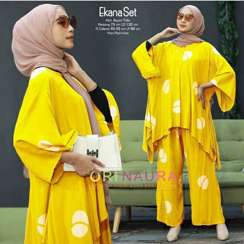 DASTER LENGAN PANJANG NEW ARRIVAL Setelan ONE SET Rayon Oversize CP Waka Kope Pecah Jumbo Fit XXXL-ST WAKA KOPI KUNING