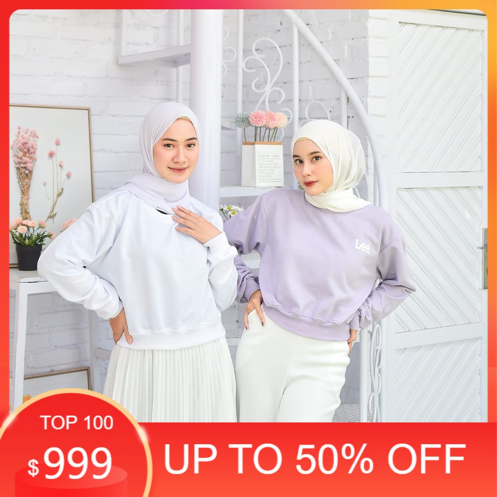 [ COD ] Sweater Crop LEE BASIC Sweater wanita Bahan Flece Lembut Dan Tebal Ukuran Allsize