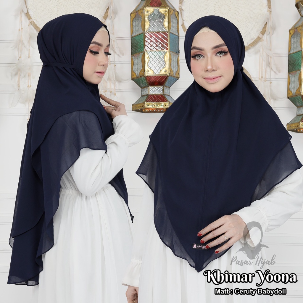 Khimar Yoona Ceruty Babydoll Original By Nayla Hijab Kerudung Ceruty Jumbo Pasar Hija'b