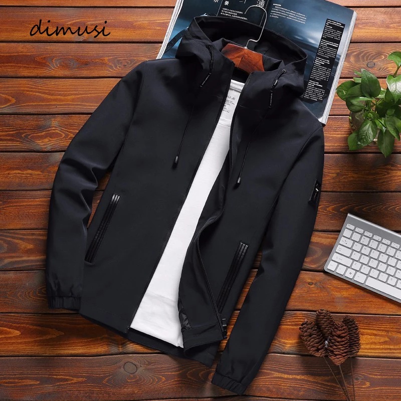 Jaket Pria Ziper Baru Merek Kasual Padat Berkerudung Jaket Pashion Pria Slim Fit Spring Dan Musim Gugur Tinggi Kualitas  007