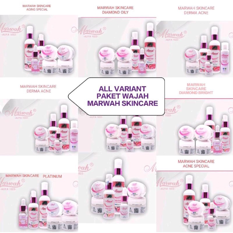 MARWAH SKINCARE harga reseller/ecer/diamond bright aging special oily platinum acne ya