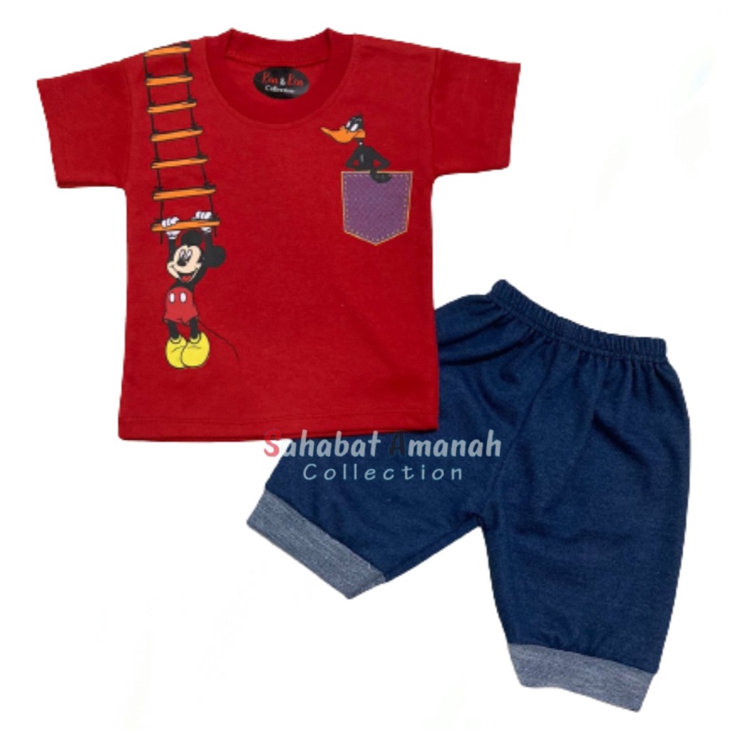 Setelan Baju Bayi Anak Laki - Laki / Setelan Bayi 1 Tahun / Motif Mic**y / Daffi Duck